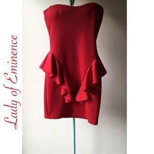 LITTLE RED PEPLUM DRESS